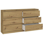 M6 Wooden Chest of Drawers with 6 Drawers Artisan 138x40x77cm - Image 4