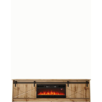 TV Stand Cornered Wooden with Wheels & LED Lighting Oak Wotan L200xW56.7xH35cm - Image 2