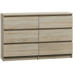 M6 Wooden Chest of Drawers with 6 Drawers Sonoma Oak 70x40x77cm - Image 3