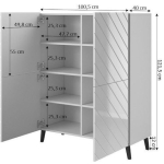 Abeto Floor-standing Living Room Display Cabinet made of Particleboard White 100.5x40x121.5cm - Image 4