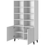 Pafos Floor-standing Living Room Display Cabinet made of Particleboard with Glass White 100x40x176cm - Image 3