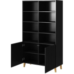 Pafos Floor-standing Living Room Display Cabinet made of Particleboard with Glass Black 40x40x176cm - Image 3
