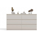 Wooden Bedroom Chest of Drawers with 6 Drawers Cashmere 138x40x75cm - Image 4
