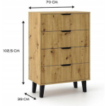 Bedroom Chest Of Drawers Scandi With 4 Drawers 70x39x102.5cm - Image 6