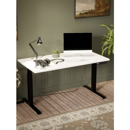Gaming Office Wooden Black/white with Metal Legs & Adjustable Height 150x80x72cm