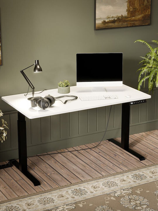 Gaming Office Wooden Black/white with Metal Legs & Adjustable Height 150x80x72cm - Image 1