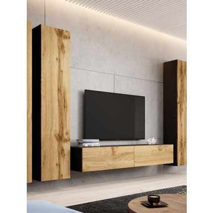 TV Stand Vigo 180 Black Wotan Oak L180xD30xH40cm