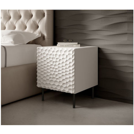Bedside Tables Hole Wooden White / Black 2 Pieces 44x40.5x53.5cm
