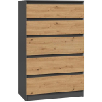 Wooden Chest of Drawers with 5 Drawers Antracyt 70x40x112cm - Image 2