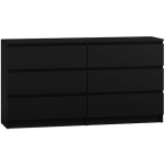 Wooden Chest of Drawers with 6 Drawers Black 138x40x77cm - Image 2