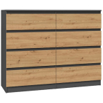 Wooden Chest of Drawers with 8 Drawers ANT/ART 120x40x97cm - Image 2