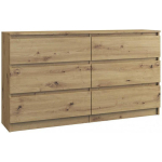 M6 Wooden Chest of Drawers with 6 Drawers Artisan 138x40x77cm - Image 2