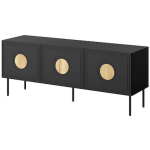 Sideboard Wooden Black + Oak Craft 150x42x60cm - Image 2