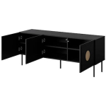Sideboard Wooden Black + Oak Craft 150x42x60cm - Image 4