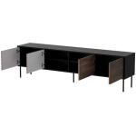 Sideboard Wooden Black/walnut 200x40x55cm - Image 4