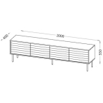 Sideboard Wooden Black/walnut 200x40x55cm - Image 3