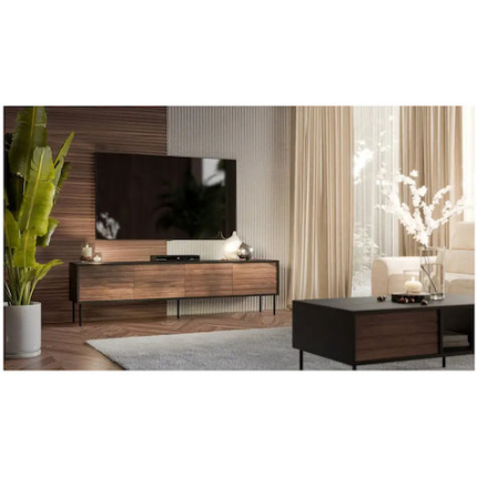 Sideboard Wooden Black/walnut 200x40x55cm