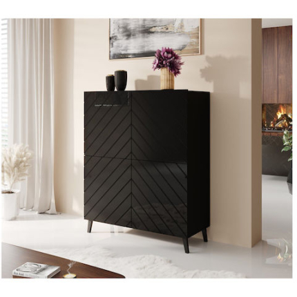 Sideboard Abeto Wooden Black 100.5x40x121.5cm