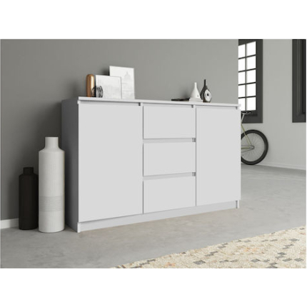 2D3S Wooden Buffet with Drawers White L120xW40xH97cm