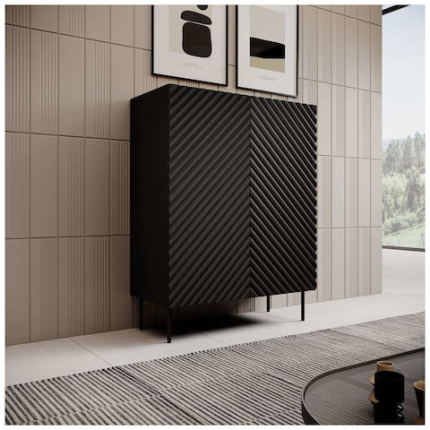 Sideboard Wooden Black 98x45x127cm