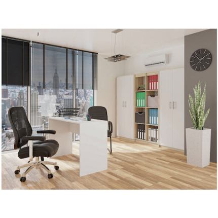 Oliv Office Storage Chipboard Cabinet Sonoma/White L74xW35xH180cm
