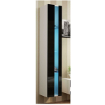 Vigo Wall Living Room Display Cabinet made of Particleboard with Glass & Lighting White / Black Gloss 40x30x180cm - Image 2