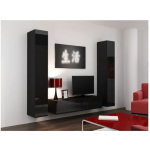 Vigo 180 Wall Living Room Display Cabinet made of Particleboard with Glass Black / Black Gloss 40x30x180cm - Image 4