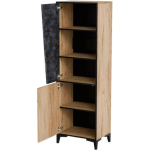 Floor-standing Living Room Display Cabinet made of Particleboard with Glass Beige 38x50x182.5cm - Image 3