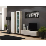 Vigo 180 Wall Living Room Display Cabinet made of Particleboard Sonoma/White Gloss 40x30x180cm - Image 3