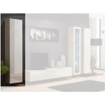Vigo 180 Wall Living Room Display Cabinet made of Particleboard Sonoma/White Gloss 40x30x180cm - Image 4