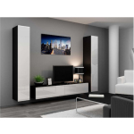 Vigo Floor-standing Living Room Display Cabinet made of Wood White/Black Gloss 40x30x180cm - Image 3