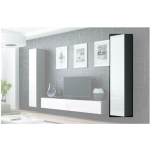 Vigo 180 Wall Living Room Display Cabinet made of Particleboard with Glass Grey / White Gloss 40x30x180cm - Image 3