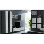 Vigo 180 Wall Living Room Display Cabinet made of Particleboard with Glass Grey / White Gloss 40x30x180cm - Image 6