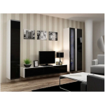 Vigo 180 Wall Living Room Display Cabinet made of Particleboard with Glass White / Black Gloss 40x30x180cm - Image 3