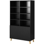 Pafos Floor-standing Living Room Display Cabinet made of Particleboard with Glass Black 40x40x176cm - Image 2