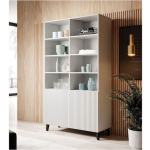 Pafos Floor-standing Living Room Display Cabinet made of Particleboard with Glass White 100x40x176cm