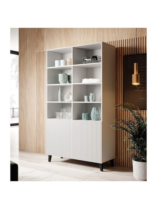 Pafos Floor-standing Living Room Display Cabinet made of Particleboard with Glass White 100x40x176cm - Image 1