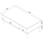 Rectangular Central Coffee Table Palazzo Wooden Matte Black M110xW60xH40cm - Image 3