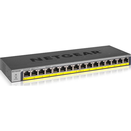 NetGear GS116PP Unmanaged L2 PoE+ Switch with 16 Gigabit (1Gbps) Ethernet Ports