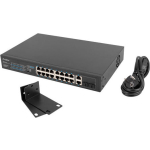 Lanberg RSFE-16P-2C-250 Unmanaged L2 PoE+ Switch with 16 Gigabit (1Gbps) Ethernet Ports and 2 SFP Ports