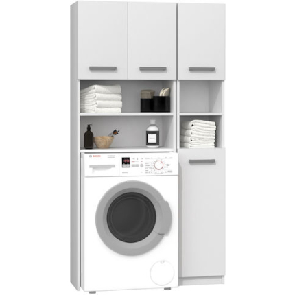 Topeshop Marpol Bathroom Cabinet Laundry L96xW30xH183cm White