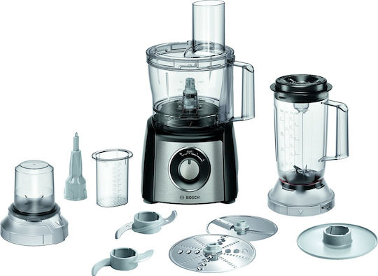 Bosch Multifunctional Food Processor 900W with Pot 2.3lt and Jug Blender Silver - Image 1