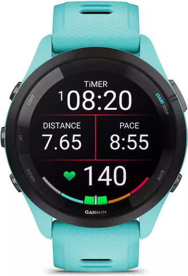 Garmin Forerunner 265 46mm Waterproof Smartwatch with Heart Rate Monitor (Aqua/Black) - Image 1