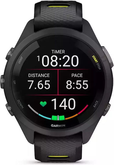 Garmin Forerunner 265s 42mm Waterproof Smartwatch with Heart Rate Monitor (Black/Amp Yellow) - Image 1