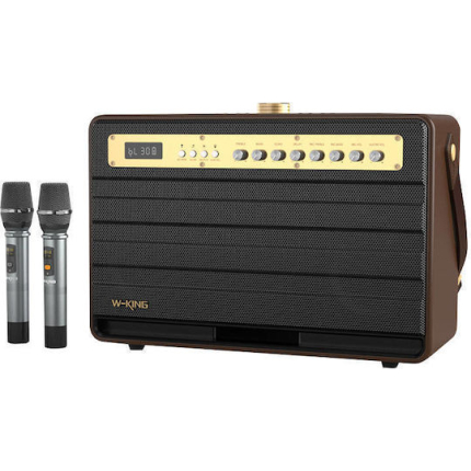 W-King Karaoke Speaker with Wireless Microphones K6L Brown