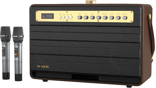 W-King Karaoke Speaker with Wireless Microphones K6L Brown - Image 1