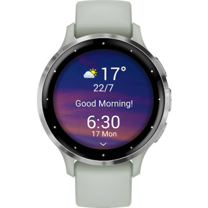 Garmin Venu 3S Stainless Steel 41mm Waterproof Smartwatch with Heart Rate Monitor (Silver Stainless Steel Bezel with Sage Gray Case and Silicone Band)