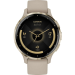 Garmin Venu 3S Stainless Steel 41mm Waterproof Smartwatch with Heart Rate Monitor (Soft Gold Stainless Steel Bezel with French Gray Case and Silicone Band)