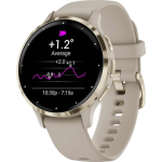Garmin Venu 3S Stainless Steel 41mm Waterproof Smartwatch with Heart Rate Monitor (Soft Gold Stainless Steel Bezel with French Gray Case and Silicone Band) - Image 2