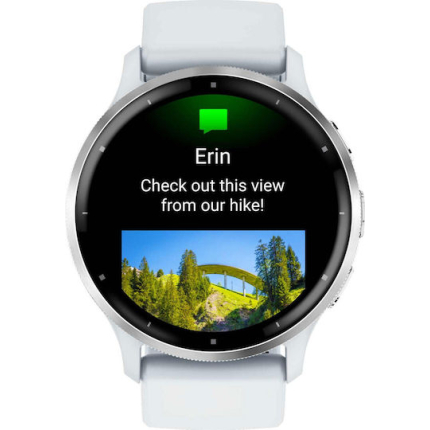 Garmin Venu 3 Stainless Steel 45mm Waterproof Smartwatch with Heart Rate Monitor (Silver Stainless Steel Bezel with Whitestone Case and Silicone Band)